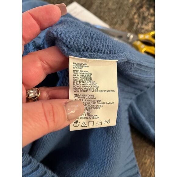 Timberland Light Blue Wool Quarter Zip Side Pocket Side Pocket Sweater sz L NWT - Picture 6 of 6